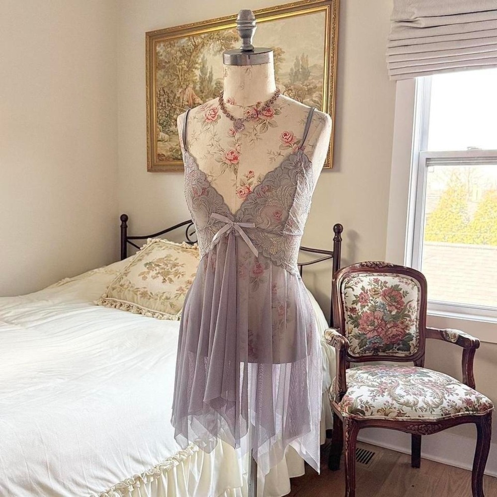 y2k lavender lace babydoll dress avidlove size xl